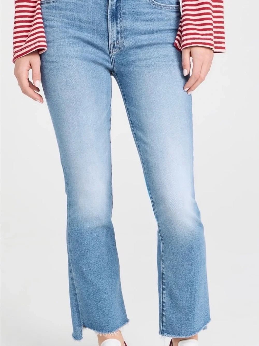 MOTHER Light Blue Flare Crop Jeans